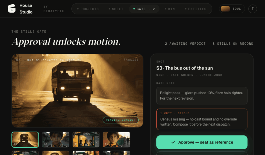 The stills gate: approval unlocks motion